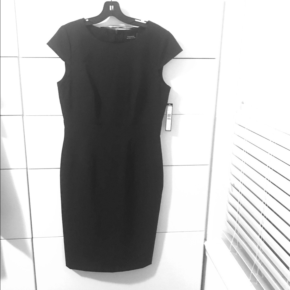 Tahari Navy Pinstriped Dress